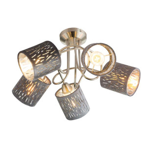 Deckenleuchte, nickel-matt, Samt, silber-metallic, Dekor