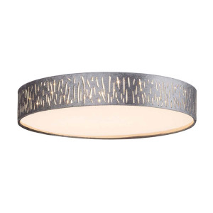 LED Deckenlampe, rund Textil, grau-silber, 40 cm, TAROK