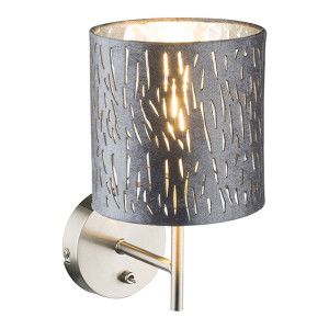 Wandleuchte, Samt,  silber metallic, H 26 cm