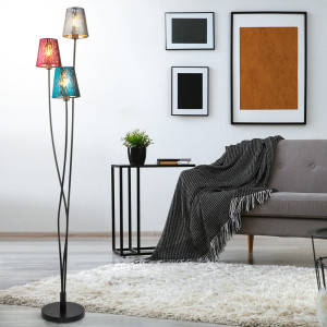 Stehleuchte, Samt multicolor, Stanzungen, H 150 cm