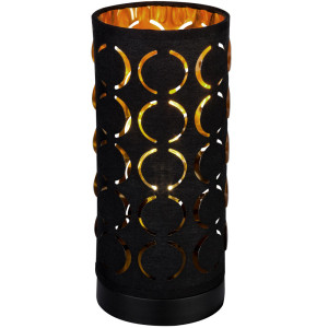 Tischlampe, Ringstanzungen, schwarz gold, H 25 cm, HARALD