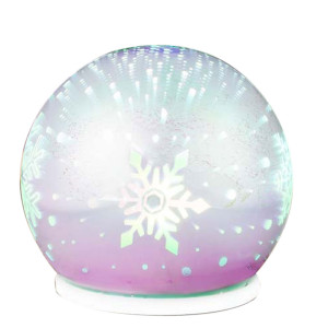 LED Tischleuchte, 3D Folie, Schneeflocken, Glas, 10,4 cm