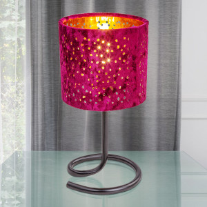 Tischleuchte, Samt, schwarz-matt, rot, gold, H 26 cm