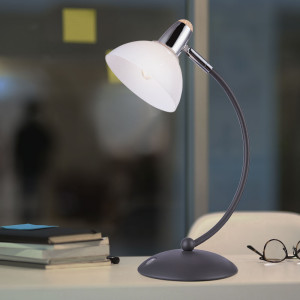 LED Tischleuchte, Metall, Anthrazit, Chrom, Touch, Dimmer