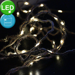 Lichterkette, Kupfer, Hanfseil, 40x LED, L 390 cm