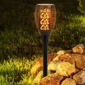 LED Solarlampe, Feuer-Effekt, Garten Fackel Höhe 58 cm