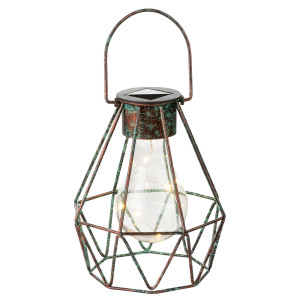 LED Solar Hängeleuchte, Gitter, bronzefarben, H 13 cm
