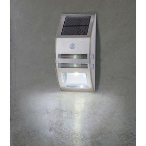 LED Solar Wandleuchte, Edelstahl, schwarz, IP44, Sensor