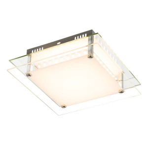 LED Deckenleuchte, Metall, nickel-matt, Glas, klar