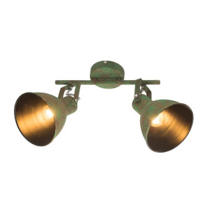 Deckenlampe, grün- rostfarben, Spots beweglich, Länge 30 cm