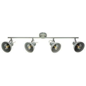 Deckenleuchte, Metall, Glas, grau, Chrom, Spots beweglich