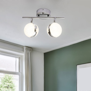 LED Deckenleuchte, Kristall Kugeln Chrom, beweglich, L 35 cm