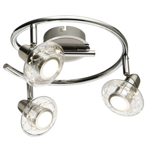 LED Deckenleuchte, Chrom, Spots verstellbar, 35,5 cm