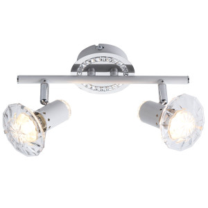 LED Deckenleuchte, Metall, weiß, Chrom, Kristalle, Spots