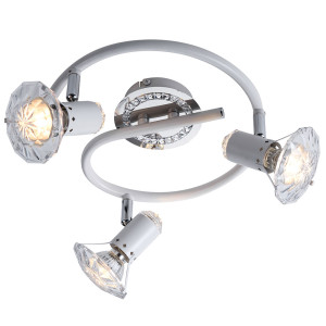 LED Deckenleuchte, Metall, Chrom, weiß, Kristalle, Spot