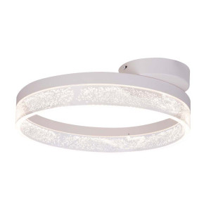 LED Deckenleuchte, Metall, weiß, Luftblasen, Ring, 40 cm