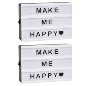 2er Set LED-Lichtboxen Text Dekoration 85 Zeichen, kaltweiß