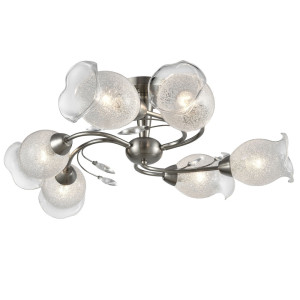 Blüten Deckenlampe, Stahl gebürstet, Glas, 65 cm, ROMANTICA