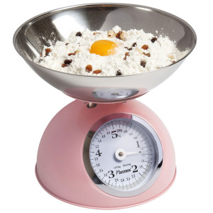 Küchenwaage, Edelstahlschale, bis 5kg Tragkraft, rosa