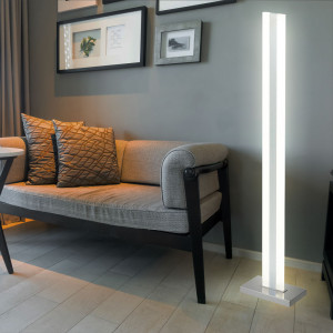 LED Stehleuchte, Chrom, Fußschalter Höhe 122 cm