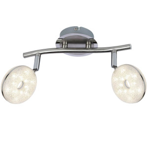 LED Deckenleuchte, nickel-matt, Chrom, bewegliche Spots
