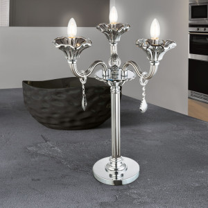 Tischleuchte, Chrom, Glas, Kristall-Design, H 71 cm
