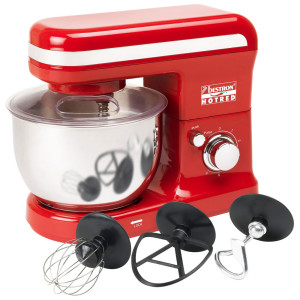 Küchenmaschine, 6 Geschwindigkeiten + Pulsfunktion, rot