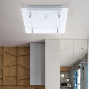 LED Deckenleuchte, weiß, Glas geeist, L 28 cm