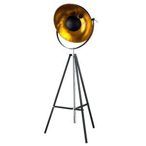 LED Stehlampe mit Stativ in schwarz gold, H 180 cm XIRENA