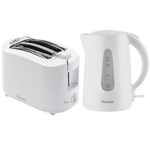 2-Scheiben Toaster mit Wasserkocher, kabellos, weiß