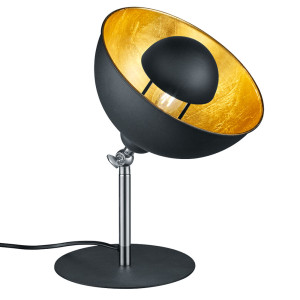 RGB LED Tischleuchte, schwarz, gold, beweglicher Spot, LIÈGE