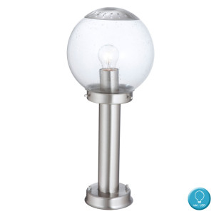 LED Edelstahl Sockellampe,  Flammeneffekt, H 40 cm BOWLE II