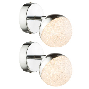 2er Set LED Kristall Wandlampen, Chrom, 8,5 cm, UTILA