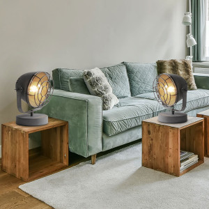 2er Set Tischlampen aus Metall in Beton Optik mit Käfig CARMEN