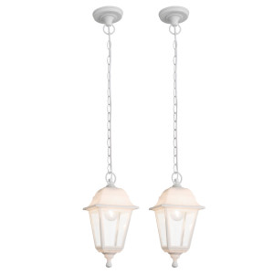 2er Set LED Außen Hängeleuchten, weiß, H 15 cm, LUCA