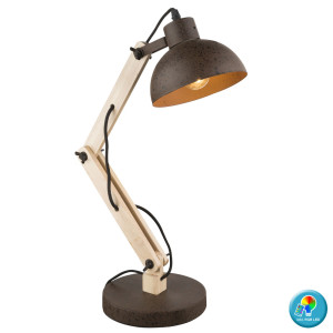 RGB LED Tischlampe, Holz, rost, verstellbar, H68 cm,. JEFF I