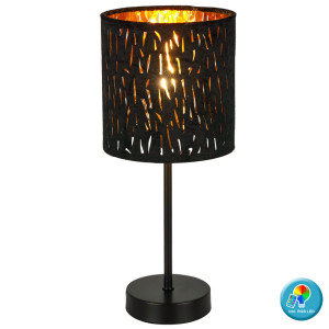 RGB LED Tischleuchte, Lampenschirm rund, gold, TUXON