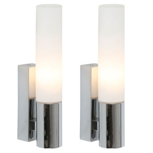 2er Set LED Glas Wandlampen, chrom, opal, H 22 cm, MARINES