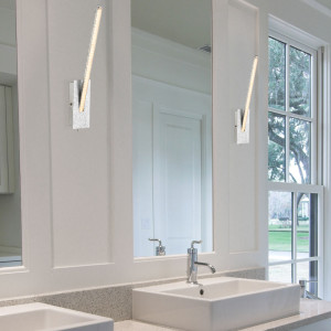 2x LED Wandlampen, Kristalle, silber, FUEGO