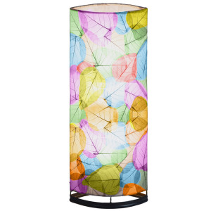 LED Stehlampe, Blattmuster, Textil bunt, Höhe 110 cm