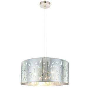 RGB LED Hängeleuchte, Dekorstanzungen, silber, 53 cm, NADI