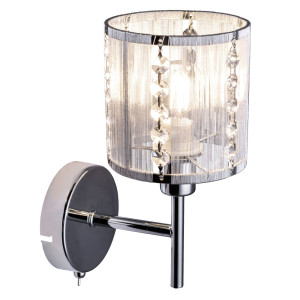 LED Kristall Wandleuchte, Chrom, silber metallic, H 24,5 cm