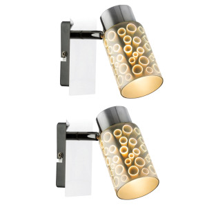 2er Set LED Wandlampen mit 3D-Effekt und beweglichen Spot OKU