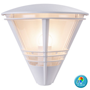 RGB LED Außen Wandleuchte aus Aluminium, weiß, Höhe 25 cm