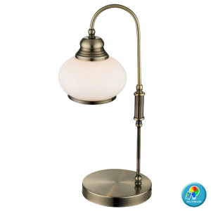 RGB LED Tischlampe, Altmessing, Glas, NOSTALGIKA