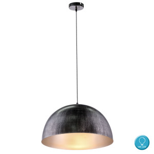 LED Pendelleuchte, schwarz-matt, silber, 40 cm, SANDRA