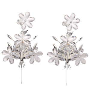 2er Set Wandleuchten, Chrom, Blüten Design, H 33 cm, JULIANA
