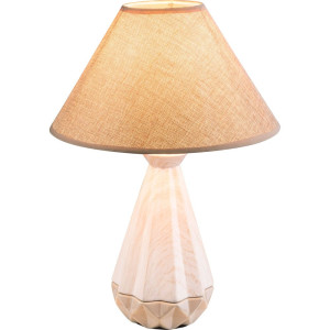 RGB LED Tischlampe, Textilschirm, Keramik weiß braun, H 43cm, JEREMY