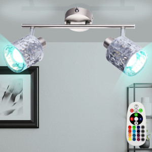 RGB LED Deckenleuchte, Dekorstanzungen, silber, ALYS