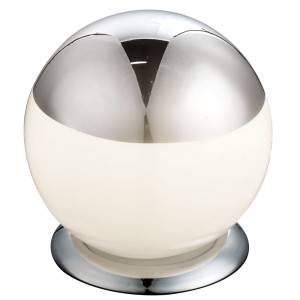 LED Tischlampe, Kugel, Glas, Chrom, 15 cm